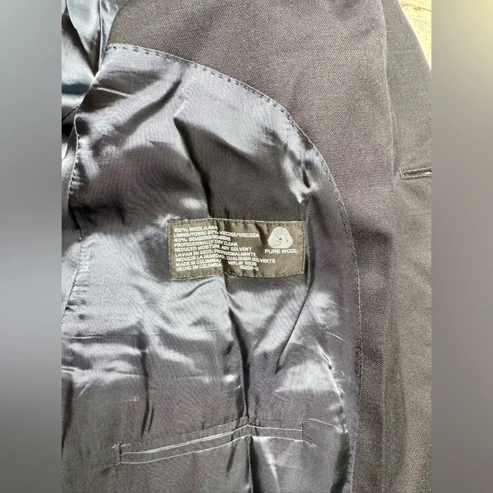 Stafford Executive Navy Blazer Jacket Metal Buttons 100% Wool 48L